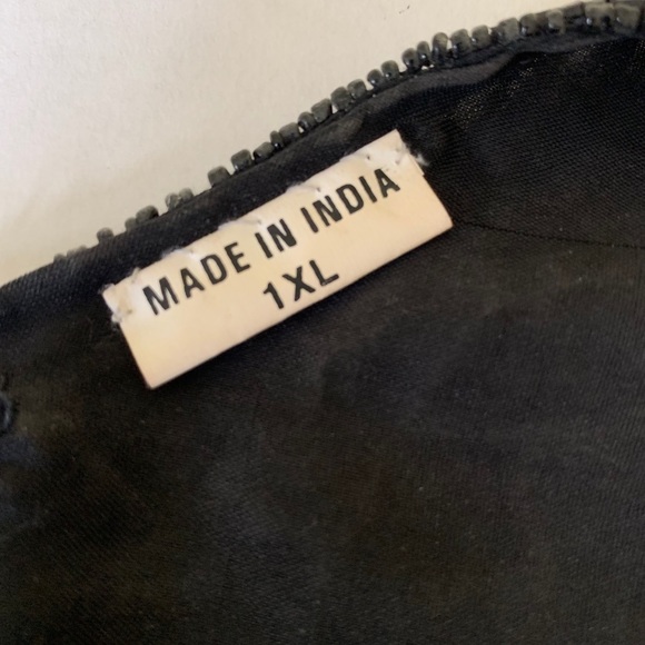 Vintage Black fully embelished shiny sparkling tank top fully zipped back L-XL - Picture 6 of 9